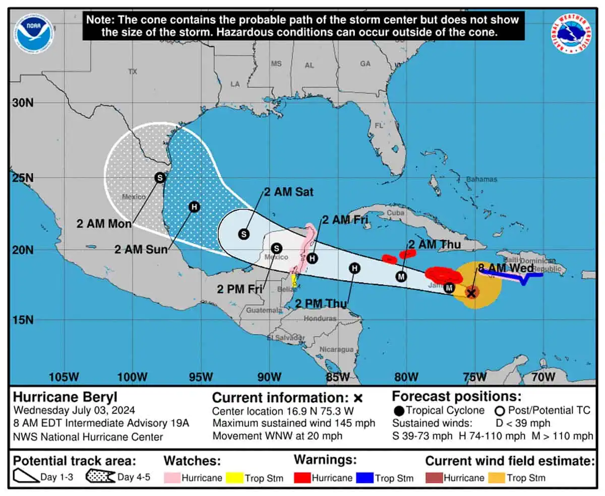 Actualización de Huracán Beryl hoy: Pronóstico Para Cuba