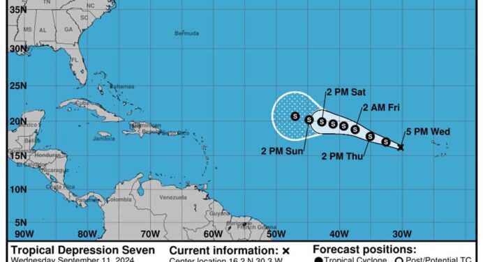 ¡Alerta Tropical! Se Forma la Depresión Número 7 en el Atlántico