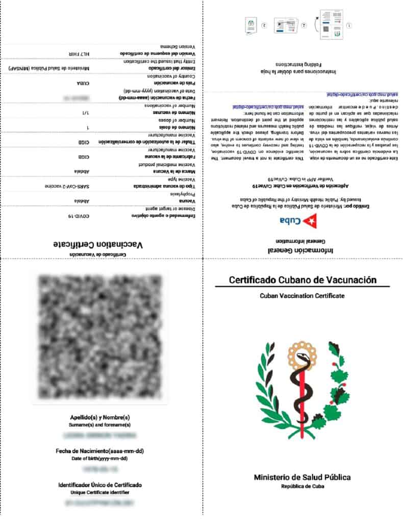 Certificado de vacunación en PDF
