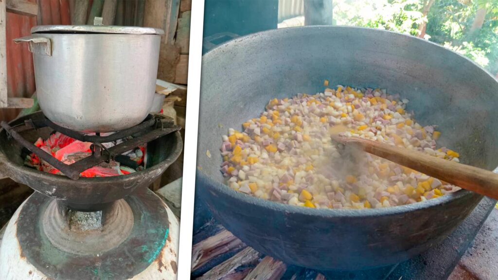 Cocina con Carbón Junto a Ajiaco con Leña