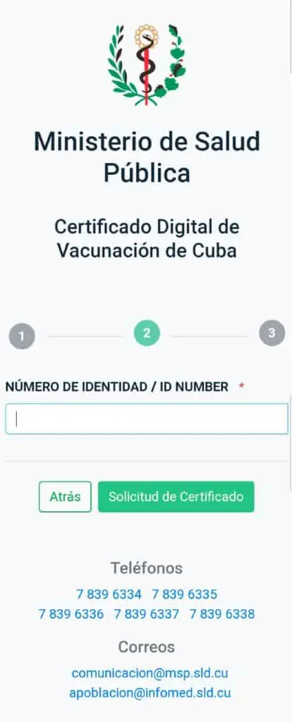 Datos para el certificado de vacunación