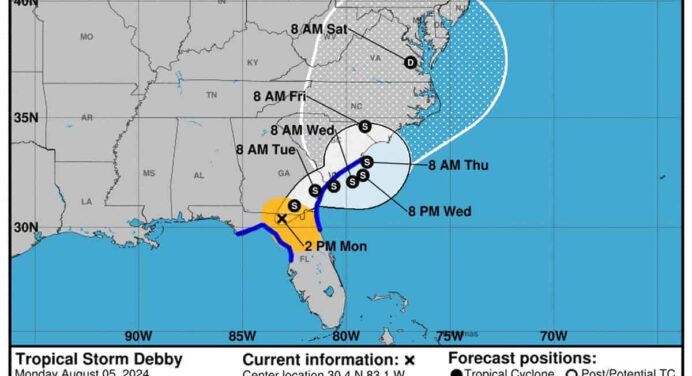 Última Hora: Debby se Degrada a Tormenta Tropical y Amenaza con Inundaciones en Florida