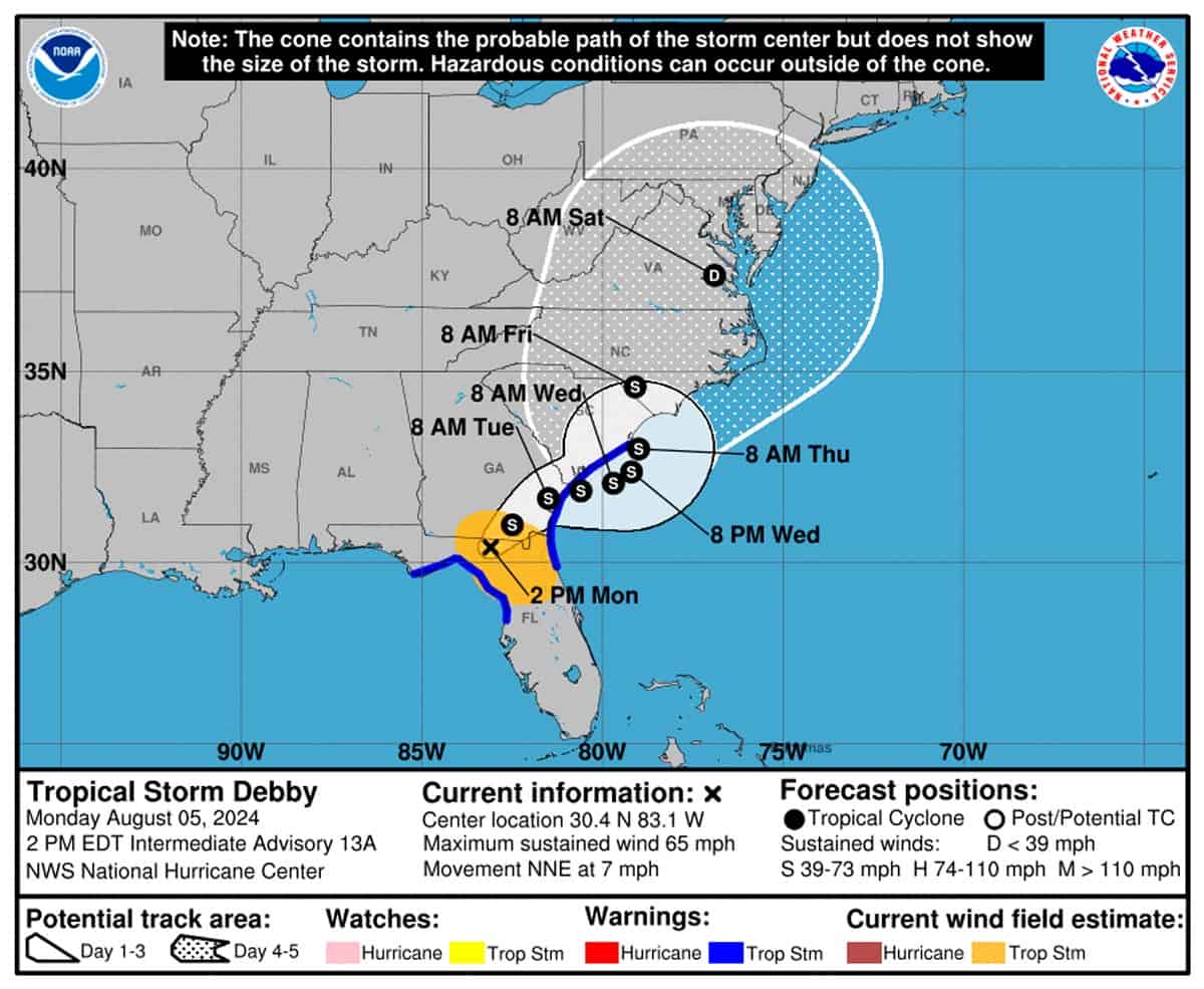 Última Hora: Debby se Degrada a Tormenta Tropical y Amenaza con Inundaciones en Florida