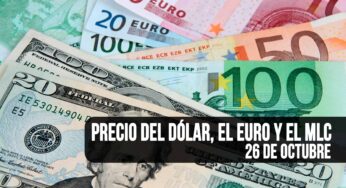 Así están los Precios del Dólar el Euro y el MLC en Cuba HOY 26 de Octubre