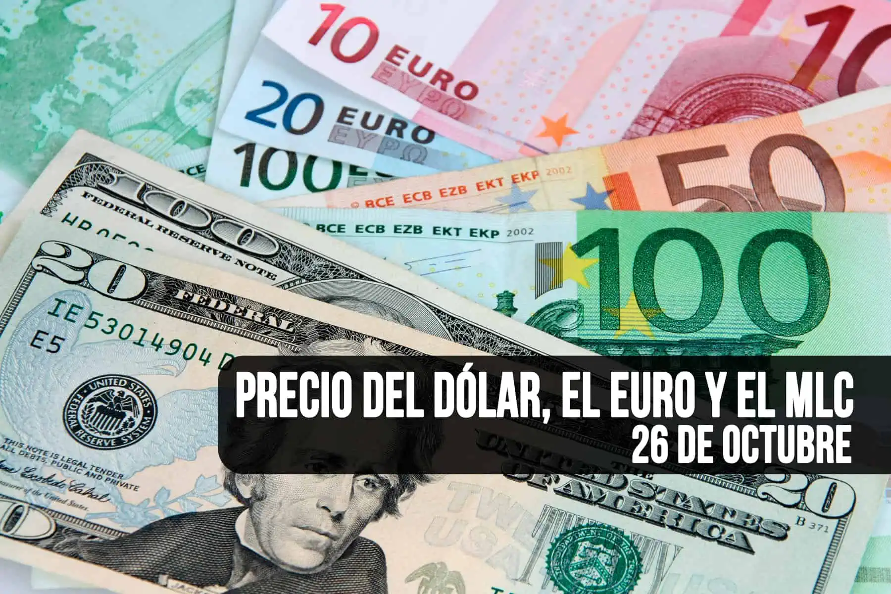 Estos son los Precios del Dólar, el Euro y el MLC en Cuba HOY 26 de Octubre