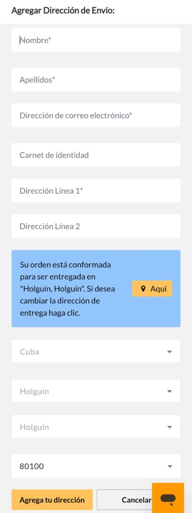 Ingresar la información de envío