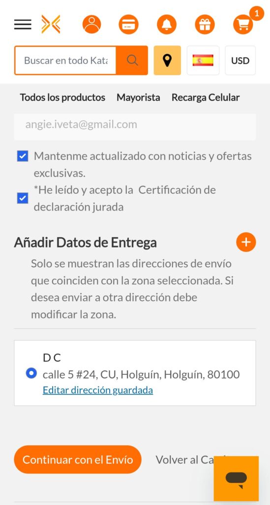 Introducir la información de pago