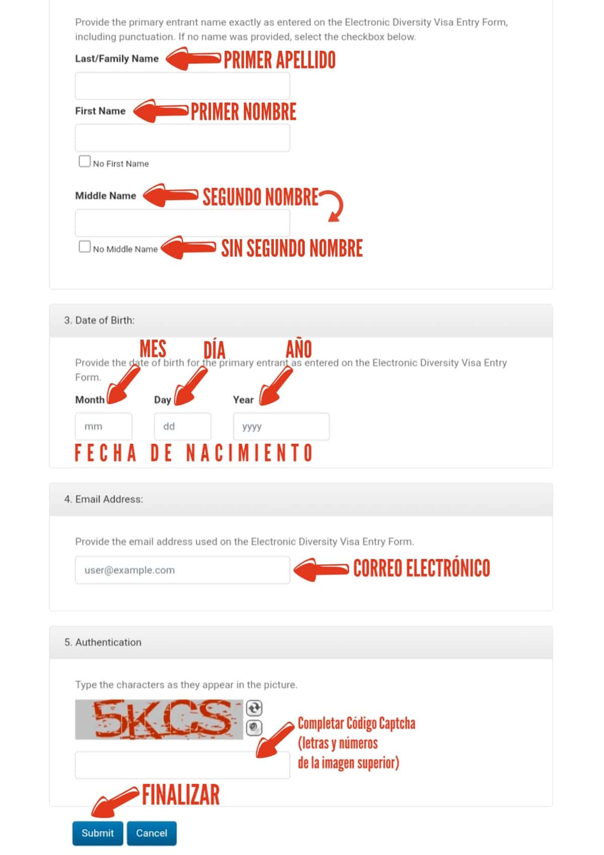 Llenar el Formulario