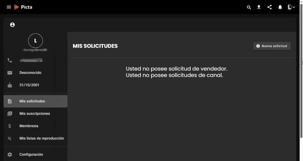 Solicitudes en Picta