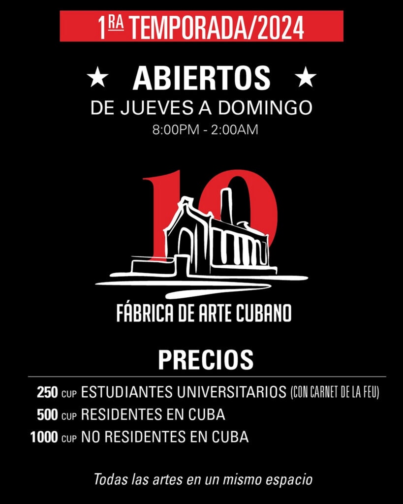 Precios de Entrada Fabrica de Arte Cubano