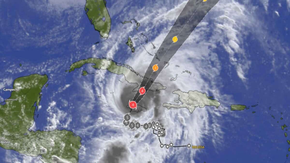 Huracán Melissa Aproximandose al Oriente de Cuba
