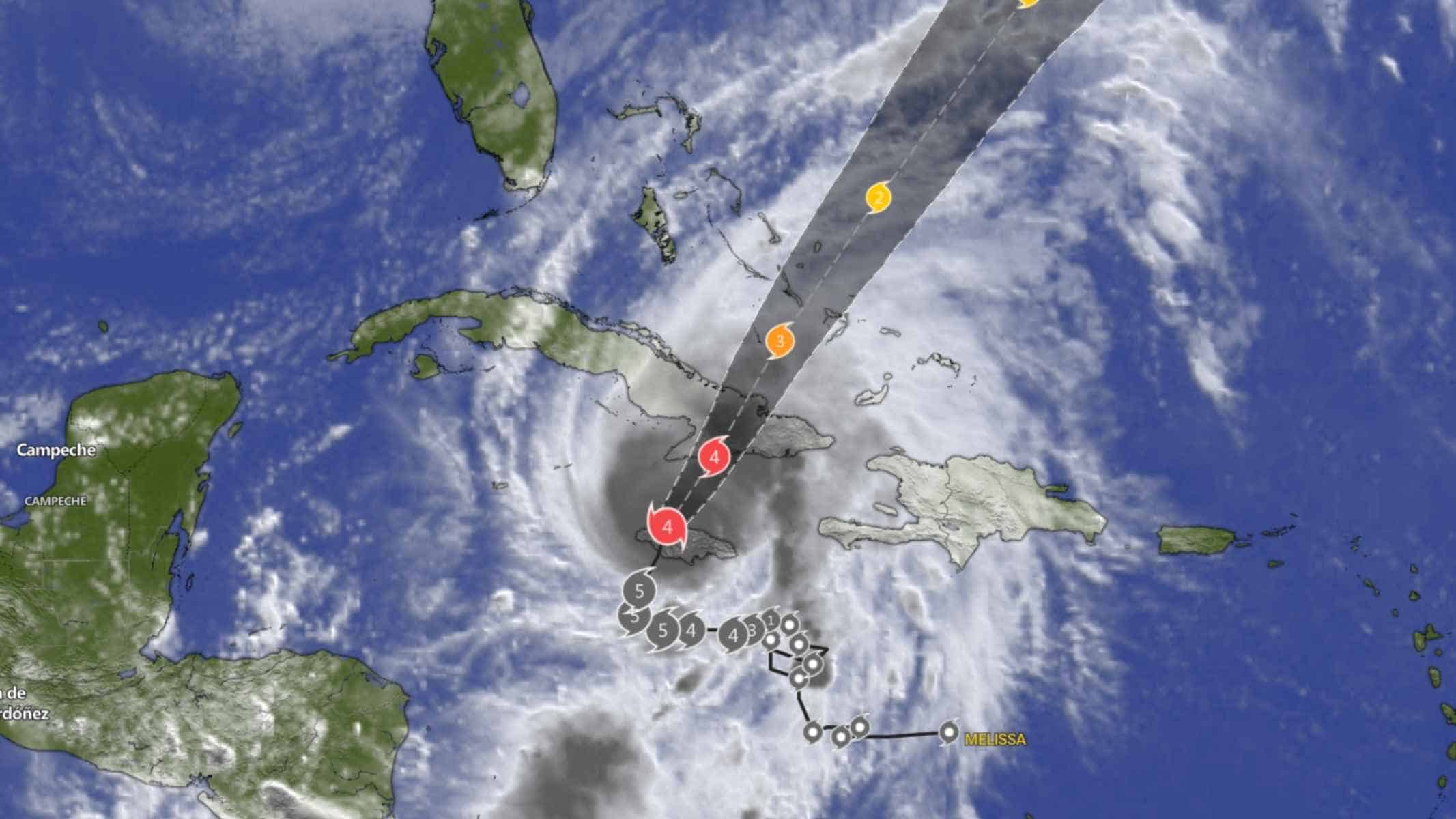 Huracán Melissa Aproximandose al Oriente de Cuba