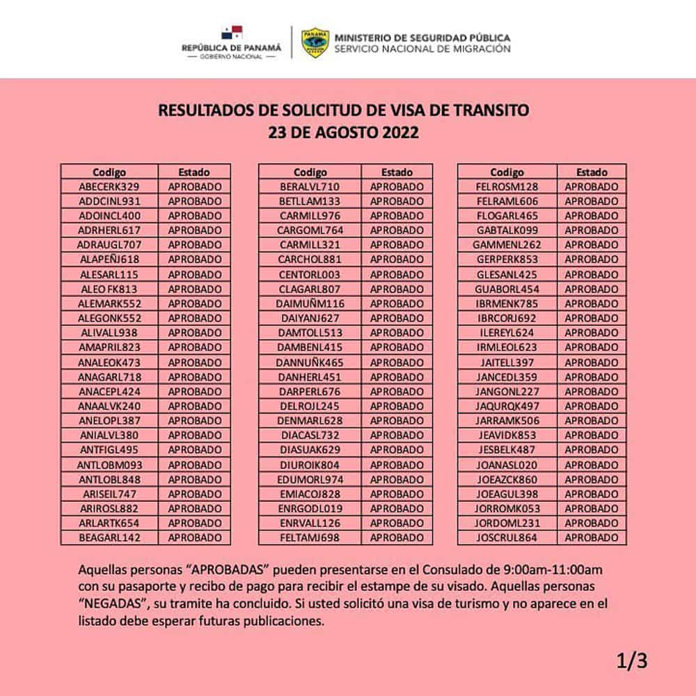 Embajada de Panamá ofrece Nuevos Resultados para Solicitudes de Visas de Turismo y Transito 23 de Agosto