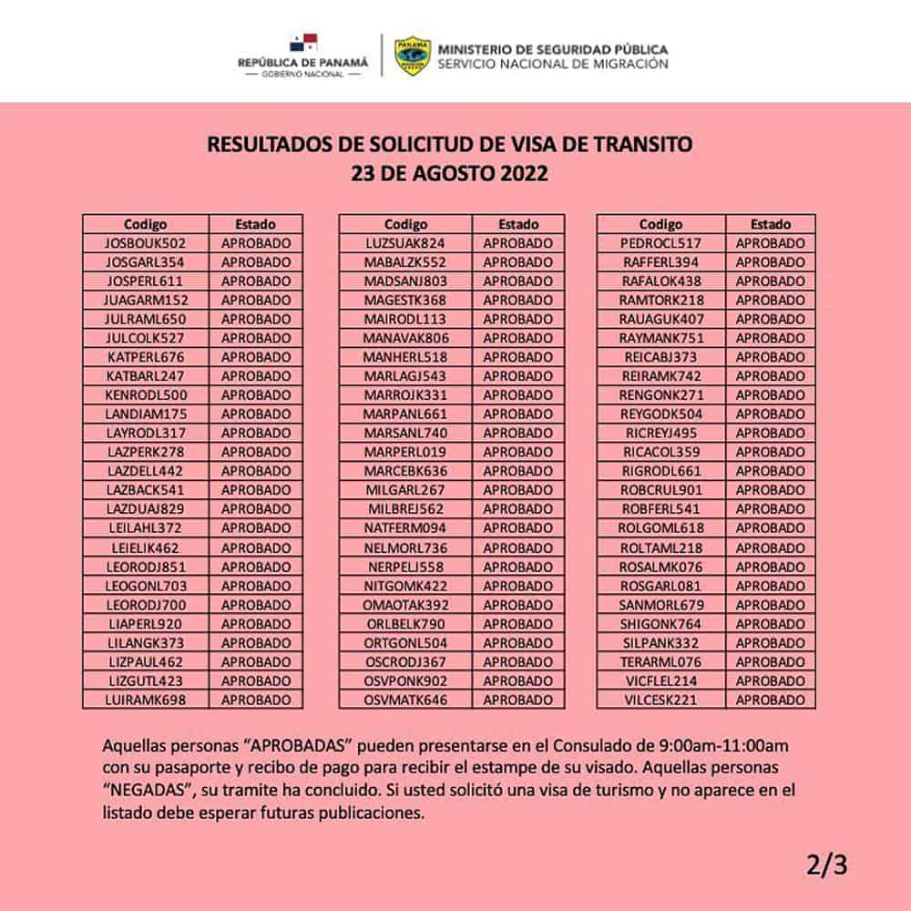 Embajada de Panamá ofrece Nuevos Resultados para Solicitudes de Visas de Turismo y Transito 23 de Agosto