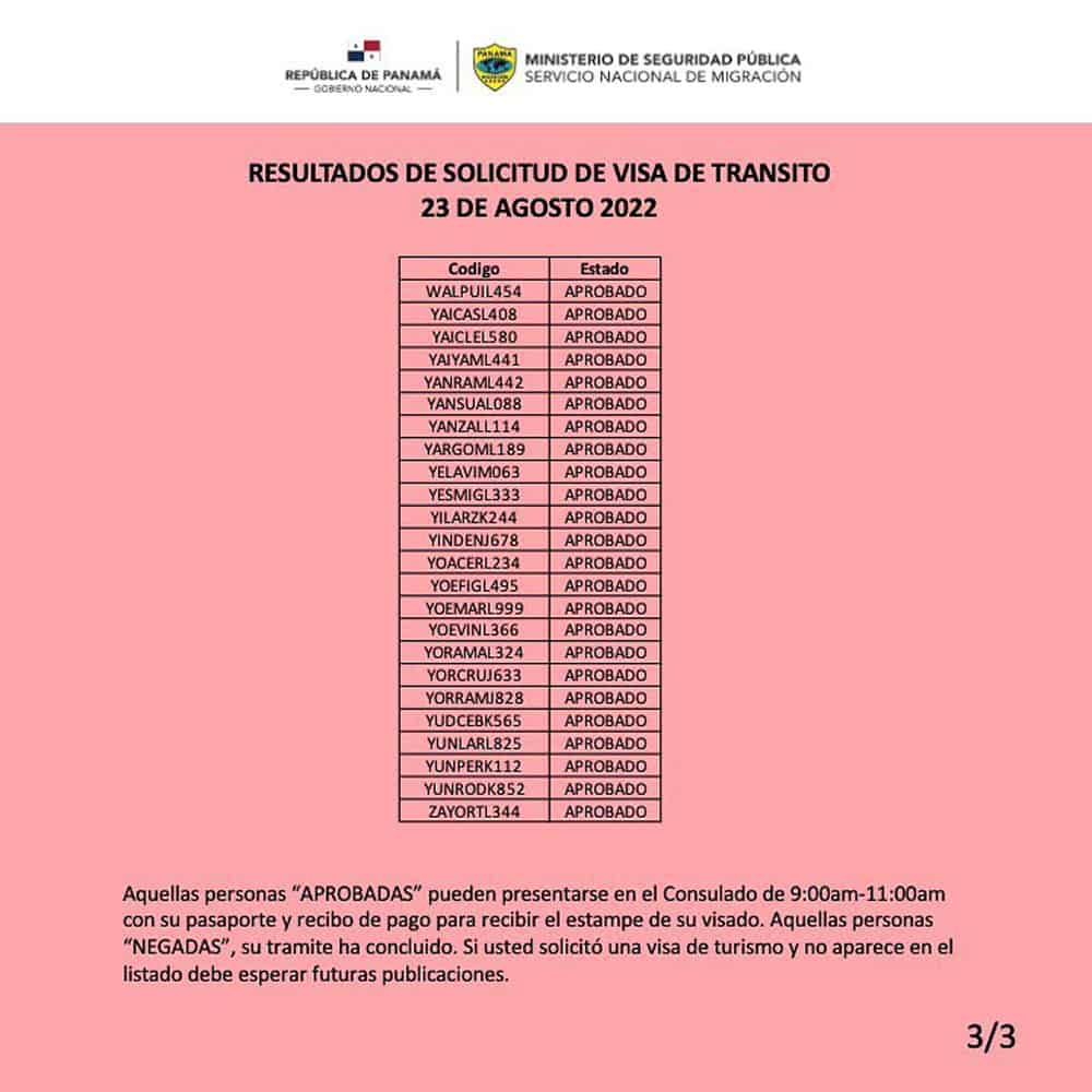 Embajada de Panamá ofrece Nuevos Resultados para Solicitudes de Visas de Turismo y Transito 23 de Agosto