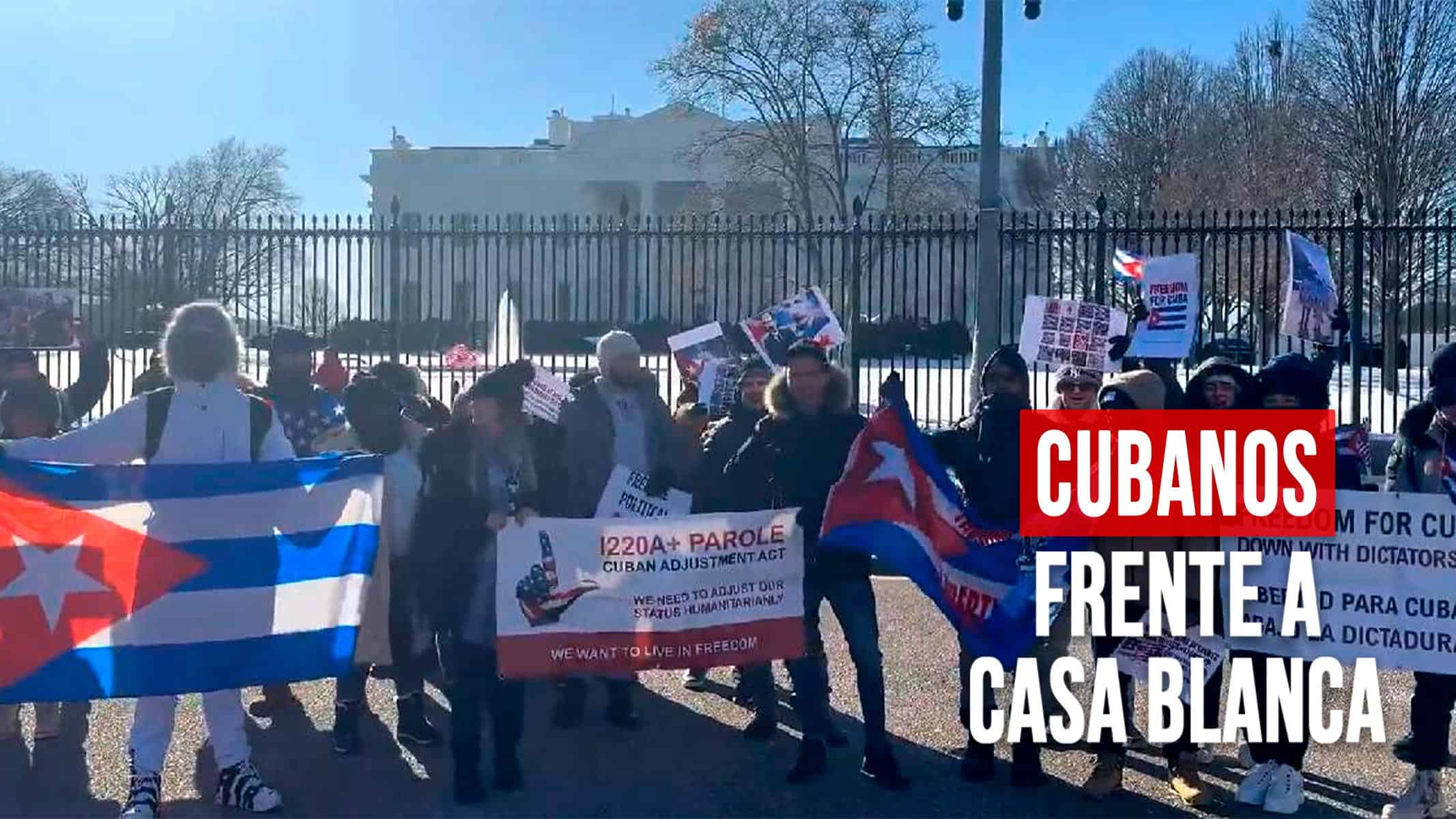 Cubanos con I-220A Vuelven a Protestar Frente a la Casa Blanca