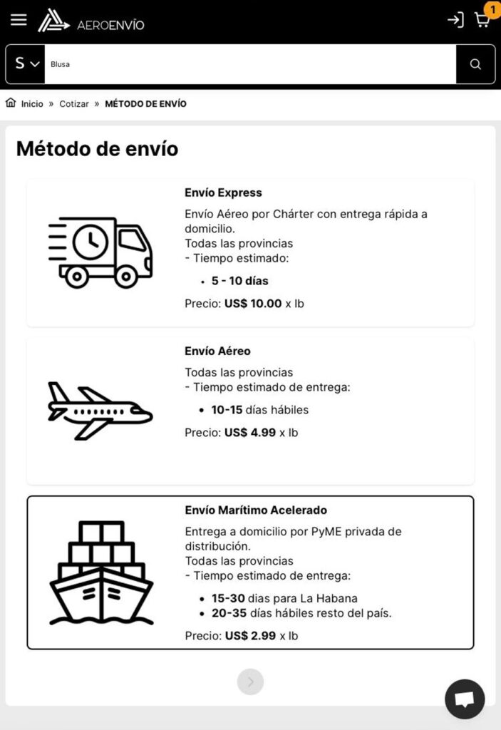 Métodos de Envío en Aeroenvío