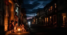 Viviendas en Cuba durante un apagón nocturno por la crisis eléctrica