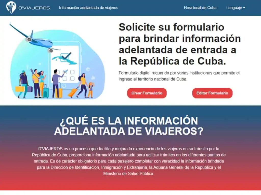 formulario digital de ingreso a cuba