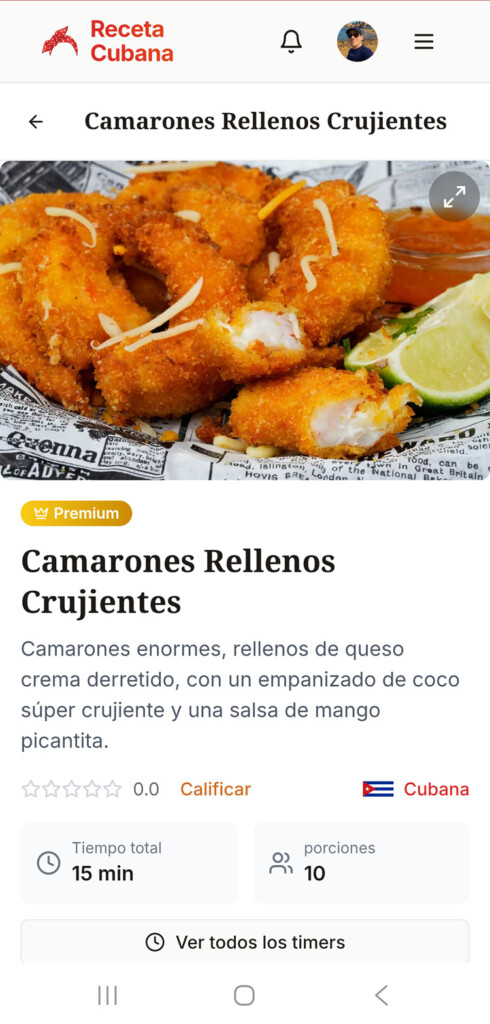 Funciones de la app Receta Cubana: recetas con video, planificador semanal y más