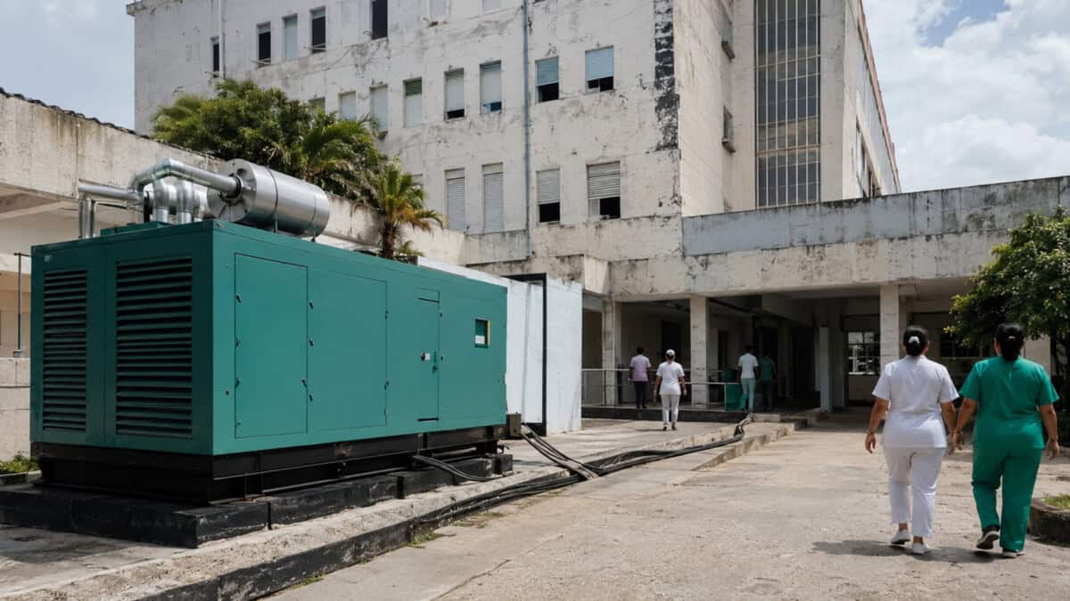 Hospital público cubano con un generador eléctrico de respaldo durante la crisis energética
