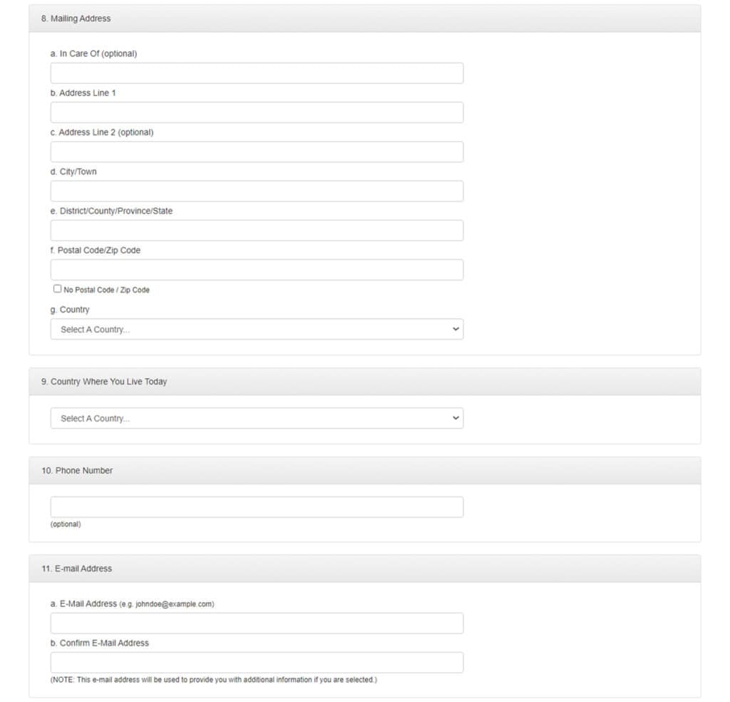 direccion de contacto loteria de visas estados unidos dv-2025