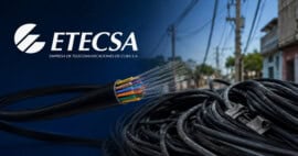 Cable de fibra óptica junto al logo de ETECSA por afectaciones en los servicios de Nauta en Cuba