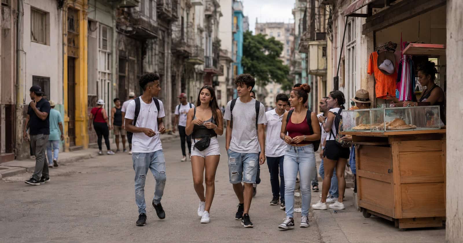 Jóvenes cubanos caminan por una calle de La Habana mientras el Gobierno presenta reformas económicas para impulsar el empleo y reducir la emigración.