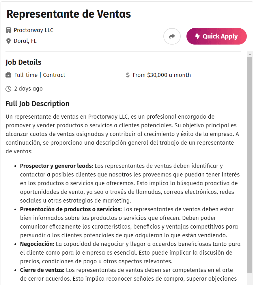 oferta de empleo miami 30000