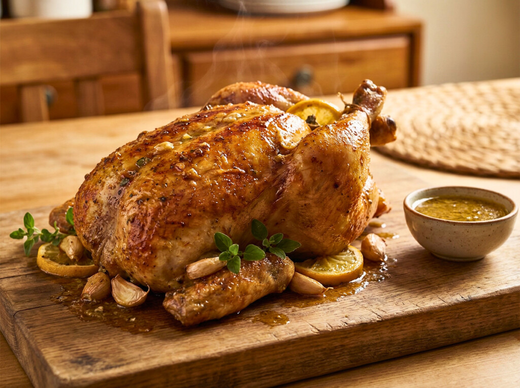 Pollo al mojo cubano dorado y jugoso, perfecto para Thanksgiving