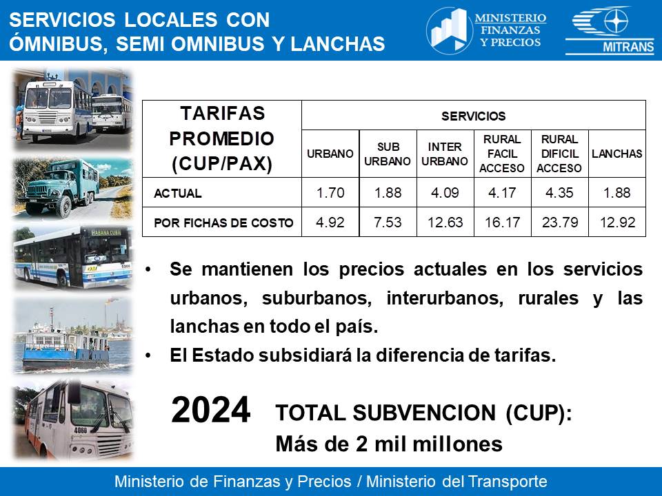 precios transporte cuba sin modificar