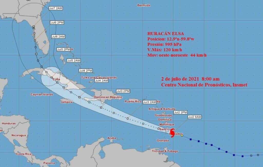 pronostico de trayectoria del huracan elsa