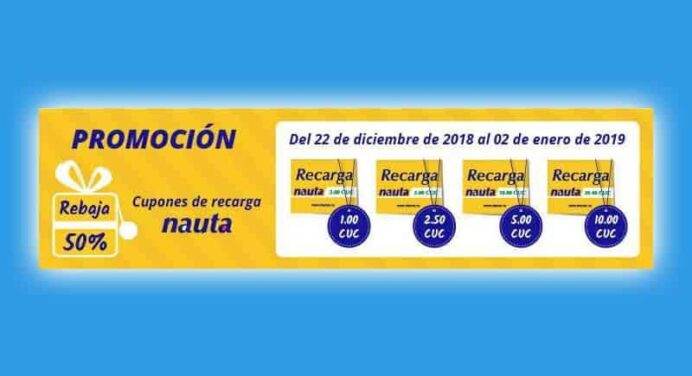 ETECSA Rebaja Cupones de Recarga NAUTA