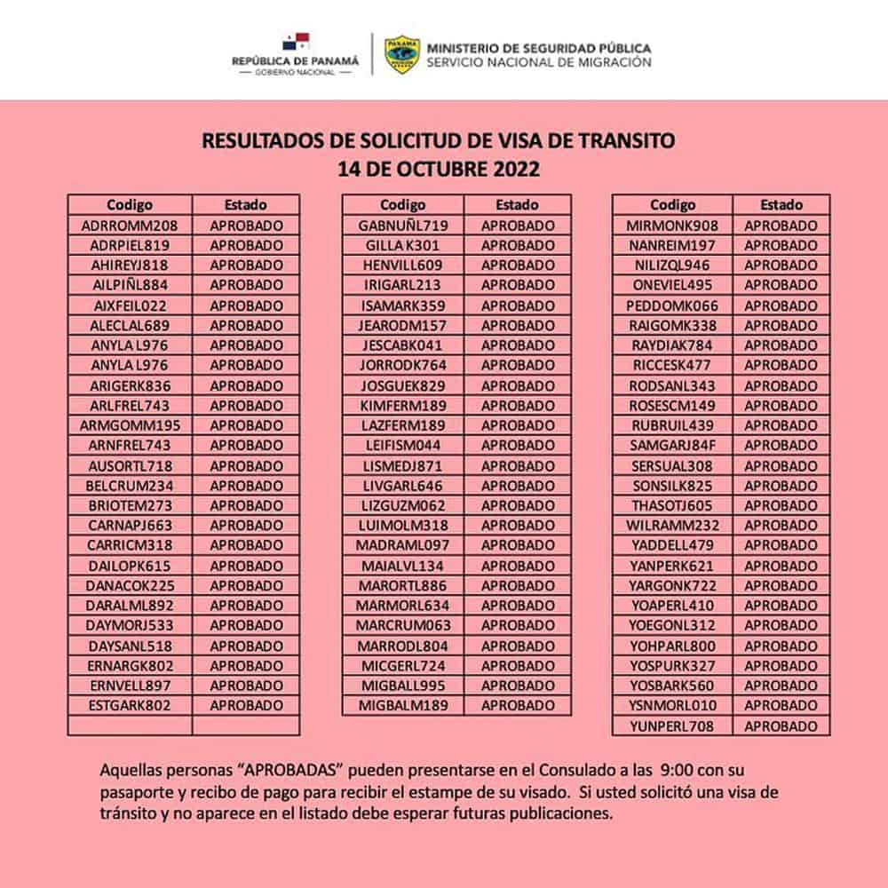 resultado visas de transito