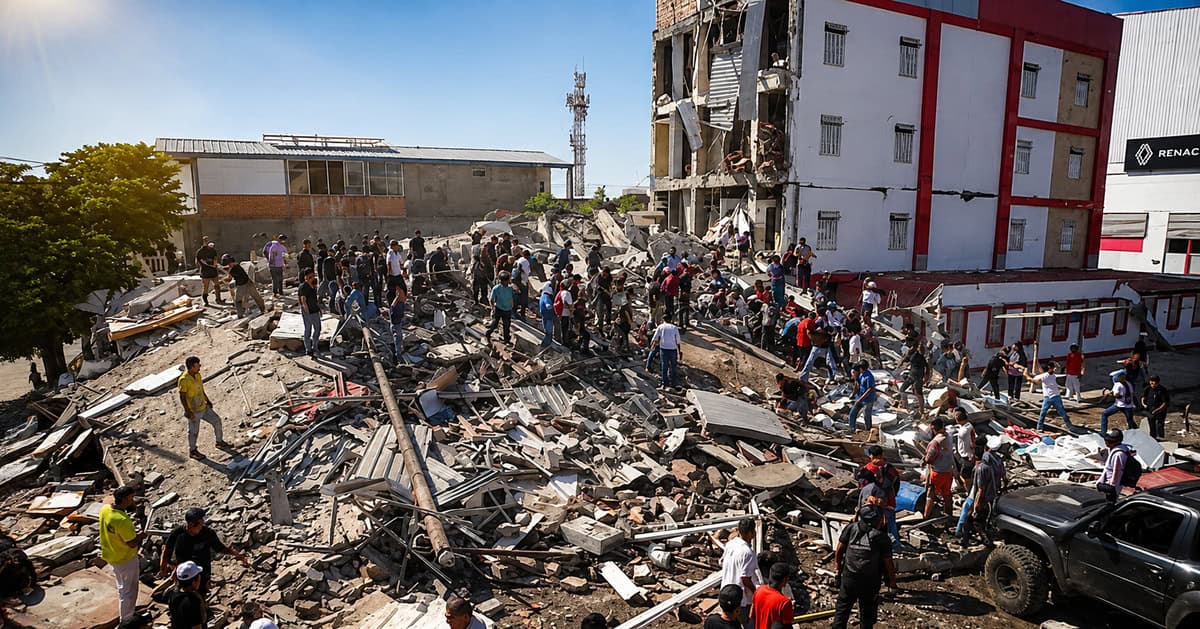 Daños en edificios y escombros tras el fuerte terremoto registrado en Colombia