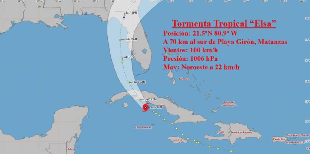 trayectoria tormenta tropical elsa